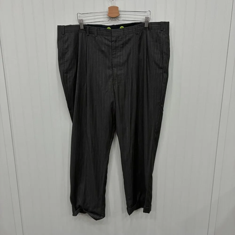 Oxxford Clothes Norton Ditto Super 120’s Wool Suit Pinstripe Charcoal 48R 44W